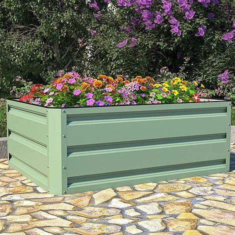 Metal Raised Garden Bed - Light Green 1 Metal Raised Garden Bed - Light Green