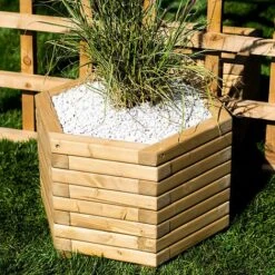 Large 70cm Hexagon Wooden Planter