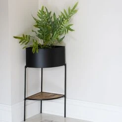 Indoor Kensington Metal Corner Planter Stand In Black H76Cm W30Cm -Garden Supplies Sale IKMCPSB76 2 copy