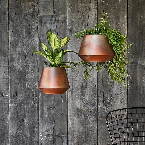 Indoor Soho Aged Copper Hanging Planter With Leather Strap H15Cm D19Cm 2 Indoor Soho Aged Copper Hanging Planter With Leather Strap H15Cm D19Cm - Image 2