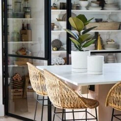 Luna Stoneware Planter & Saucer White H20CM D18CM -Garden Supplies Sale LSPW18 2