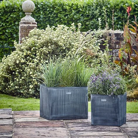 Outdoor Hampton Rectangular Galvanised Metal Planter H45Cm W80Cm 2 Outdoor Hampton Rectangular Galvanised Metal Planter H45Cm W80Cm - Image 2
