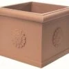 Idra Plastic Festooned Square Planter 45cm - Terra Di Siena