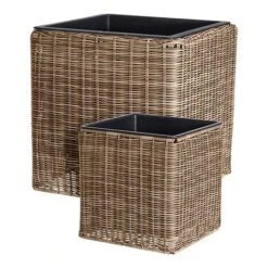 Idooka Black Round Trio Of Plant Pots -Garden Supplies Sale VN8000 PLANT POTS.NATURAL.Main