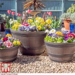 Wooden Barrel Effect Planter – Small -Garden Supplies Sale wood bar