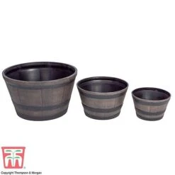 Wooden Barrel Effect Planter – Medium -Garden Supplies Sale wood bar21