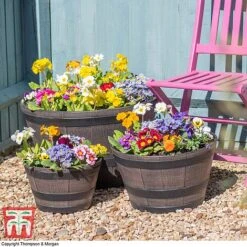 Wooden Barrel Effect Planter – Medium -Garden Supplies Sale wood bar3