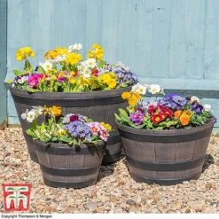 Wooden Barrel Effect Planter – Small -Garden Supplies Sale wood bar5