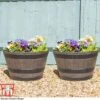 Wooden Barrel Effect Planter – Medium